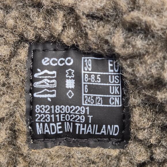 Ecco Hydromax Mid-Calf Tan Leather Water Resistant Toggle Lace-up Boots US 8-8.5 - Picture 10 of 10